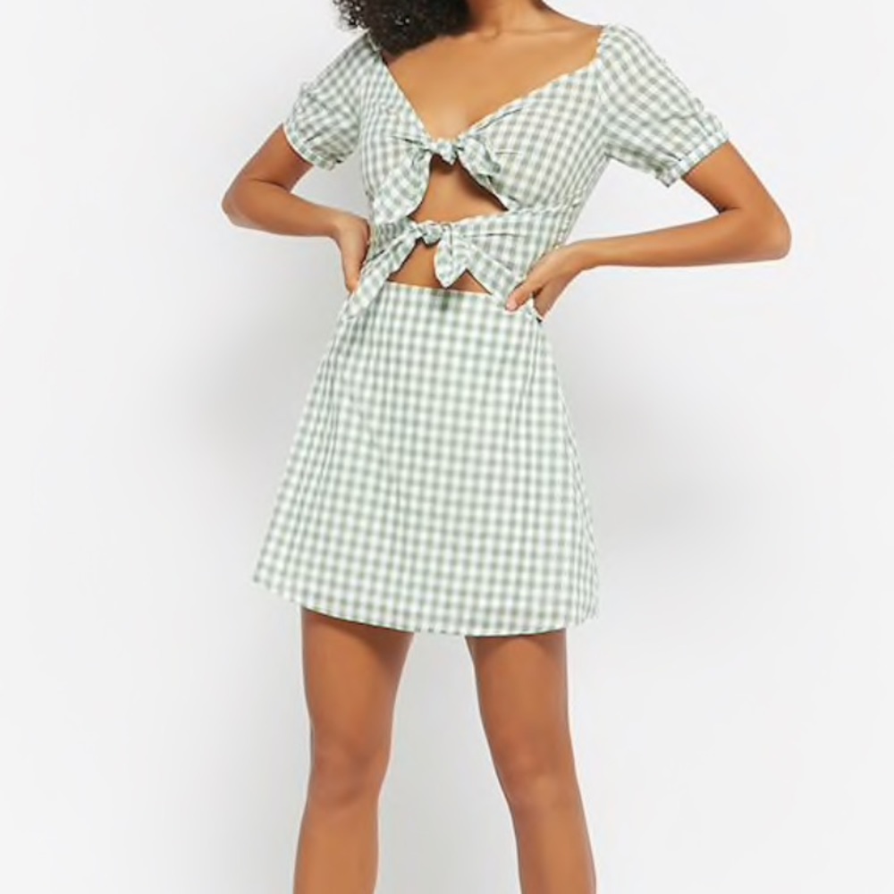Gingham Tie Front Dress
